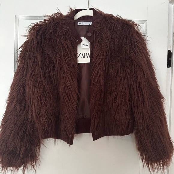 Zara Jackets & Blazers - Zara Dark Brown Jacket with Fur Detail